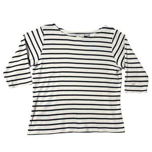 LL Bean Top Women Large Striped Boatneck Nautical Coastal Grandma Preppy Classic